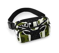 Borsa da cintura decorativa alla moda, piccola borsa, portatile con tracolla regolabile per donne e uomini, mimetica, bandiera americana, caccia, mimetica, nera