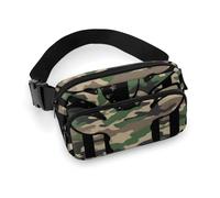 Borsa da cintura decorativa alla moda, piccola borsa, portatile con tracolla regolabile per donne e uomini, mimetica, bandiera americana, caccia, mimetica, nera