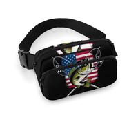 Borsa da cintura decorativa da donna, piccola borsa, portatile con tracolla regolabile, esca da pesca vintage con bandiera americana