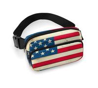Borsa da cintura decorativa per abiti alla moda da donna, piccola borsa, borsa da cintura portatile con tracolla regolabile, bandiera americana in legno vintage
