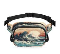 Borsa da cintura impermeabile con motivo a onde marine, borsa a tracolla per donne e uomini, regali per le feste