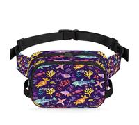 Borsa da cintura impermeabile con motivo "Wonder World viola", borsa a tracolla per donna e uomo, regalo di Natale