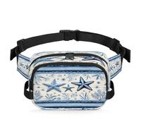 Borsa da cintura impermeabile con tracolla e alghe a strisce, stelle marine, per donne e uomini, regali per le feste
