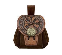 Borsa da cintura medievale in pelle PU portamonete Old Styles Cube Side Pack Cambiare sacchetti Cosplay Vecchi stili Cube Cintura medievale Cintura in pelle PU Vita piccola, Marrone, Section B