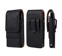 Borsa da Cintura Pelle per Cellulare Uomo, Sacchetto Clip da Cintura Telefono Nero, Verticale Marsupio Porta Telefono Portacellulare da Cintura Uomo Fondina Smartphone Borsello Carte Portafoglio
