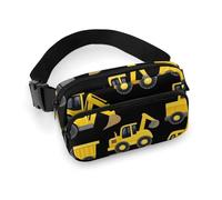 Borsa da cintura portatile da donna, alla moda con tracolla regolabile, motivo: escavatore Buldozer nero giallo, costruzione di macchine