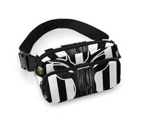 Borsa da cintura portatile da donna, alla moda con tracolla regolabile, motivo mimetico, bandiera americana, caccia, nero