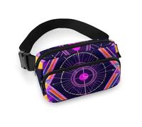 Borsa da cintura portatile da donna, alla moda con tracolla regolabile, simboli della geometria sacra, sole e luna, viola psichedelico