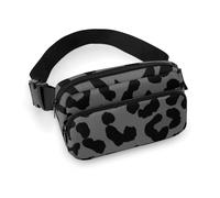 Borsa da cintura portatile da donna, alla moda, piccolo zaino con tracolla regolabile per corsa, escursionismo, viaggi, stampa leopardata e ghepardo grigio scuro e nero