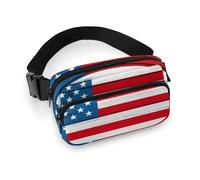 Borsa da cintura portatile da donna, alla moda, piccolo zaino con tracolla regolabile per corsa, escursionismo, viaggi, bandiera americana in legno vintage