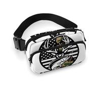 Borsa da cintura portatile da donna, alla moda, piccolo zaino con tracolla regolabile per corsa, escursionismo, viaggi, caccia, pesca al black bass, esca mimetica, bandiera americana, nero