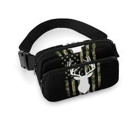 Borsa da cintura portatile da uomo, alla moda con tracolla regolabile, motivo mimetico bandiera americana, stile caccia