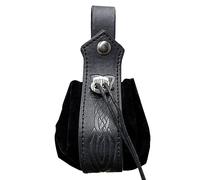 Borsa da cintura portatile vintage medievale con coulisse borsa cosplay dadi borsa pelle portamonete marsupio medievale in pelle PU borsa con coulisse, Motivo spada nera
