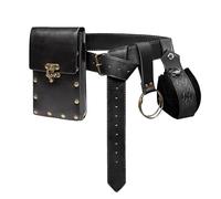 Borsa da cintura rinascimentale - Borsa da cintura Steampunk, borsa da cintura Steampunk, borsa a vita gotica Fanny Pack, Wear PU Leather Girdle, costume cosplay rinascimentale per feste di le, nero