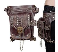 Borsa da cintura rinascimentale - Borsa medievale in pelle PU Fanny Pack,Borsa da gamba in vita impermeabile, tasca per cintura di Steampunk gotico per uomini e ragazze viaggi escursionistici, marrone