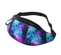 Borsa da cintura unisex Nebula Space in rosa e blu con stampa, Borsa in vita con tracolla regolabile per sport da escursionismo da viaggio
