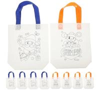 Borsa da Colorare per Non Tessuto Bianco 10 Pezzi | Matite e Pennarelli, Attività Creativa per Compleanni e Scuola Materna, Riutilizzabile come Sacchetto Stili multipli