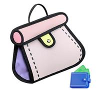 Borsa da disegno 2D - Borsa a tracolla 2D stile 3D, borsa da viaggio d'affari, borsa 2D da donna, per uso quotidiano, viaggi d'affari, abbigliamento per feste, eventi di matrimonio, Colore: rosa