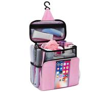 Borsa da doccia, borsa da toilette portatile con custodia per cellulare, per doccia, per bagno, campeggio, viaggio, Colore: rosa., /