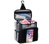 Borsa da doccia, borsa da toilette portatile con custodia per cellulare, per doccia, per bagno, campeggio, viaggio, Nero , /