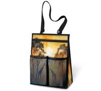 Borsa da doccia con giraffa della foresta africana del mattino, borsa portatile da doccia, organizer da appendere per viaggi, palestra, campeggio, spiaggia, bagno, dormitorio