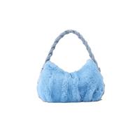 Borsa da donna a spalla sotto le ascelle a mano in morbida peluche tinta unita soffice for la spesa autunno inverno per Ragazze(Blue)