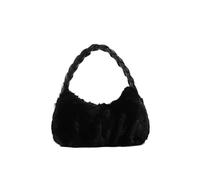 Borsa da donna a spalla sotto le ascelle a mano in morbida peluche tinta unita soffice for la spesa autunno inverno per Ragazze(Black)