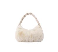 Borsa da donna a spalla sotto le ascelle a mano in morbida peluche tinta unita soffice for la spesa autunno inverno per Ragazze(Beige)