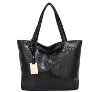 Borsa da donna alla moda a tracolla da donna, in tinta unita, grande, con tasca a rete per auto, borsa da tasca tra i sedili, Nero , Taglia unica
