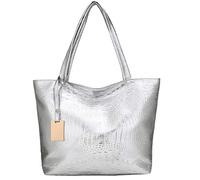 Borsa da donna alla moda a tracolla da donna, in tinta unita, grande, con tasca a rete per auto, borsa da tasca tra i sedili, Argento, Taglia unica