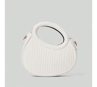 Borsa da donna alla moda, design di nicchia, stile francese, delicata, nuova, adatta per pendolarismo e appuntamenti, a mano e a tracolla, in tela, con bande e goffratura, borsa a tracolla rotonda don