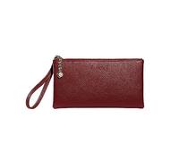 Borsa da donna alla moda in ecopelle con cerniera, tinta unita, pochette per cosmetici, organizer (rosso, taglia unica)