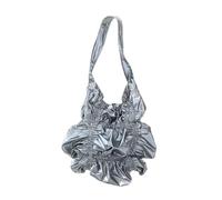 Borsa da donna alla moda larga pieghettata morbida PU accattivante borse a tracolla funzionale per tutti i giorni, Argento, One Size