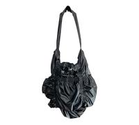 Borsa da donna alla moda larga pieghettata morbida PU accattivante borse a tracolla funzionale per tutti i giorni, Nero , One Size