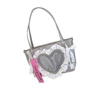 Borsa da donna Bella Itabag Stile Giapponese Borsa a Tracolla Studenti Scuola Dolci Fiocchi Spalla Per Pin Display Stili Giapponesi Itabag Bella Spalla Dolci Fiocchi Crossbody Ascella, Argento, One