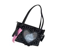 Borsa da donna Bella Itabag Stile Giapponese Borsa a Tracolla Studenti Scuola Dolci Fiocchi Spalla Per Pin Display Stili Giapponesi Itabag Bella Spalla Dolci Fiocchi Crossbody Ascella, Nero , One Size