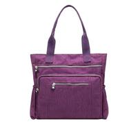 Borsa da donna casual multi tasca con cerniera borsa in nylon borsa portaoggetti The Teacher Tote, Viola, Taglia unica