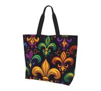 Borsa da donna colorata per Mardi Gras Borse a tracolla Fleur De Lis Borse per la spesa Resistente all'acqua Grande Borsa con Tasca Interna per Lavoro Viaggi Scuola