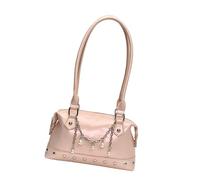 Borsa da donna con borchie, in pelle PU, borsa a tracolla alla moda, spaziosa borsa con manico superiore, borsa per varie occasioni, borsa decorata con rivetti punk, A, One Size