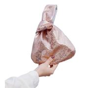 Borsa da donna con paillettes reversibili, borsa con nodo sulla manica, pochette da sera for feste, borsa con nodo da polso glitterato for ragazze alla moda(Champagne Gold)