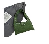 Borsa da donna con rivetti sottobraccio, borsa retrò, borsa da designer alla moda, tracolla larga, fibbia, borsa a tracolla da motociclista satinata(Green)