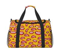 Borsa da donna con stampa con bocca rossa sorridente e mordente la bocca, borsa da palestra con, bagaglio a mano borsa per il fine settimana durante la notte, borsa da viaggio