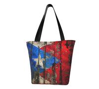 Borsa da donna con stampa di bandiera di Porto Rico, borsa a tracolla riutilizzabile di grande capacità, borsa per la spesa, borsa alla moda per ufficio, shopping, viaggi