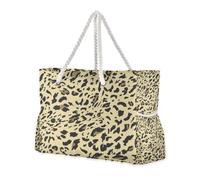 Borsa da donna con stampa leopardata giallo pallido con tasche laterali borsa da donna per piscina palestra drogheria viaggi