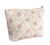 Borsa da donna di grande capacità, trapuntata, per la cura personale di bellezza, Fiori arancioni.