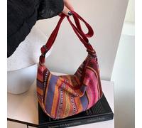 Borsa da donna di grossa capacità per ravioli 2025, borsa a tracolla in tela a righe stile retrò, borsa a tracolla stile retrò straniero TribaleNylon