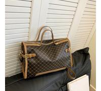 Borsa da donna di ispirazione stilista, borsa a spalla da viaggio, con chiusura a cerniera, fodera in poliestere, bordi dipinti, grafica con lettera classica, taglie comode GeometricoPoliuretano