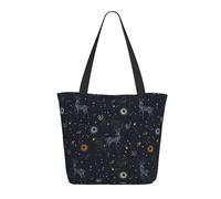 Borsa da donna grande Via Lattea, immagine del sole, cervo, borsa con cerniera, borsa a tracolla, borsa per lavoro e viaggi