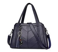 Borsa da donna in morbida pelle di grande capacità, borsa a tracolla da donna, alla moda, borse da donna e borse da donna, Blu, Taglia unica