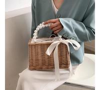 Borsa da donna in paglia, cestino portaoggetti di grande capacità, borsa da